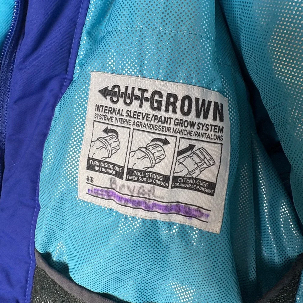 Columbia Boys Omni-Tech Ski Jacket Blue Teal‎ Hooded Rain Coat Med Grow System